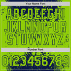 Custom Navy Neon Green Splash Art 3D Pattern Design Bomber Full-Snap Varsity Letterman Hoodie Jacket