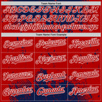 Custom Navy Red-White Splash Art 3D Pattern Design Bomber Full-Snap Varsity Letterman Hoodie Jacket