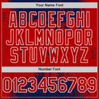 Custom Navy Red-White Splash Art 3D Pattern Design Bomber Full-Snap Varsity Letterman Hoodie Jacket