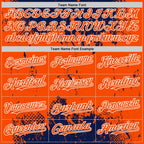 Custom Navy Orange-White Splash Art 3D Pattern Design Bomber Full-Snap Varsity Letterman Hoodie Jacket