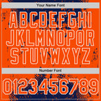 Custom Navy Orange-White Splash Art 3D Pattern Design Bomber Full-Snap Varsity Letterman Hoodie Jacket