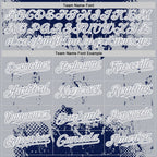 Custom Navy Gray-White Splash Art 3D Pattern Design Bomber Full-Snap Varsity Letterman Hoodie Jacket