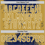 Custom Navy Old Gold-White Splash Art 3D Pattern Design Bomber Full-Snap Varsity Letterman Hoodie Jacket