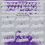 Custom Purple Gray-White Splash Art 3D Pattern Design Bomber Full-Snap Varsity Letterman Hoodie Jacket