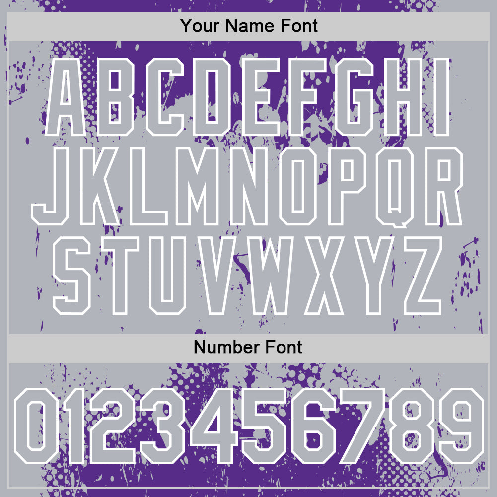 Custom Purple Gray-White Splash Art 3D Pattern Design Bomber Full-Snap Varsity Letterman Hoodie Jacket