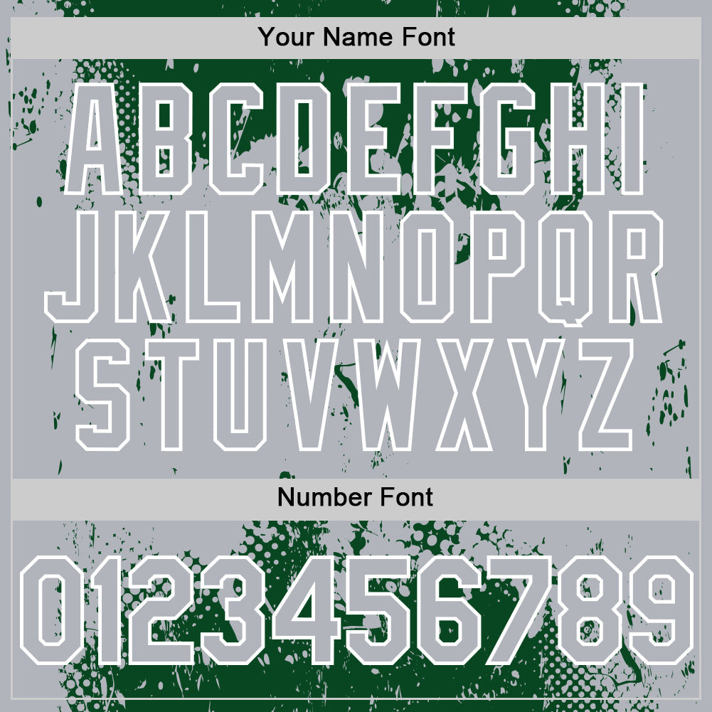 Custom Green Gray-White Splash Art 3D Pattern Design Bomber Full-Snap Varsity Letterman Hoodie Jacket