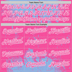 Custom Light Blue Pink-White Splash Art 3D Pattern Design Bomber Full-Snap Varsity Letterman Hoodie Jacket