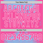 Custom Light Blue Pink-White Splash Art 3D Pattern Design Bomber Full-Snap Varsity Letterman Hoodie Jacket