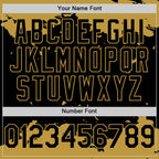 Custom Black Old Gold Splash Art 3D Pattern Design Bomber Full-Snap Varsity Letterman Hoodie Jacket