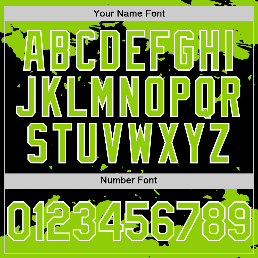 Custom Black Neon Green-White Splash Art 3D Pattern Design Bomber Full-Snap Varsity Letterman Hoodie Jacket