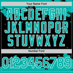 Custom Black Aqua-White Splash Art 3D Pattern Design Bomber Full-Snap Varsity Letterman Hoodie Jacket