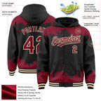 Custom Black Crimson-Cream Splash Art 3D Pattern Design Bomber Full-Snap Varsity Letterman Hoodie Jacket
