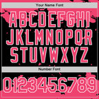 Custom Black Neon Pink-White Splash Art 3D Pattern Design Bomber Full-Snap Varsity Letterman Hoodie Jacket