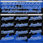 Custom Black Thunder Blue-White Splash Art 3D Pattern Design Bomber Full-Snap Varsity Letterman Hoodie Jacket