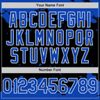 Custom Black Thunder Blue-White Splash Art 3D Pattern Design Bomber Full-Snap Varsity Letterman Hoodie Jacket