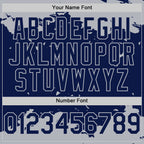 Custom Navy Gray-White Splash Art 3D Pattern Design Bomber Full-Snap Varsity Letterman Hoodie Jacket