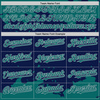 Custom Navy Teal-Gray Splash Art 3D Pattern Design Bomber Full-Snap Varsity Letterman Hoodie Jacket