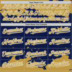 Custom Navy Old Gold-White Splash Art 3D Pattern Design Bomber Full-Snap Varsity Letterman Hoodie Jacket