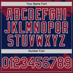 Custom Navy Crimson-White Splash Art 3D Pattern Design Bomber Full-Snap Varsity Letterman Hoodie Jacket