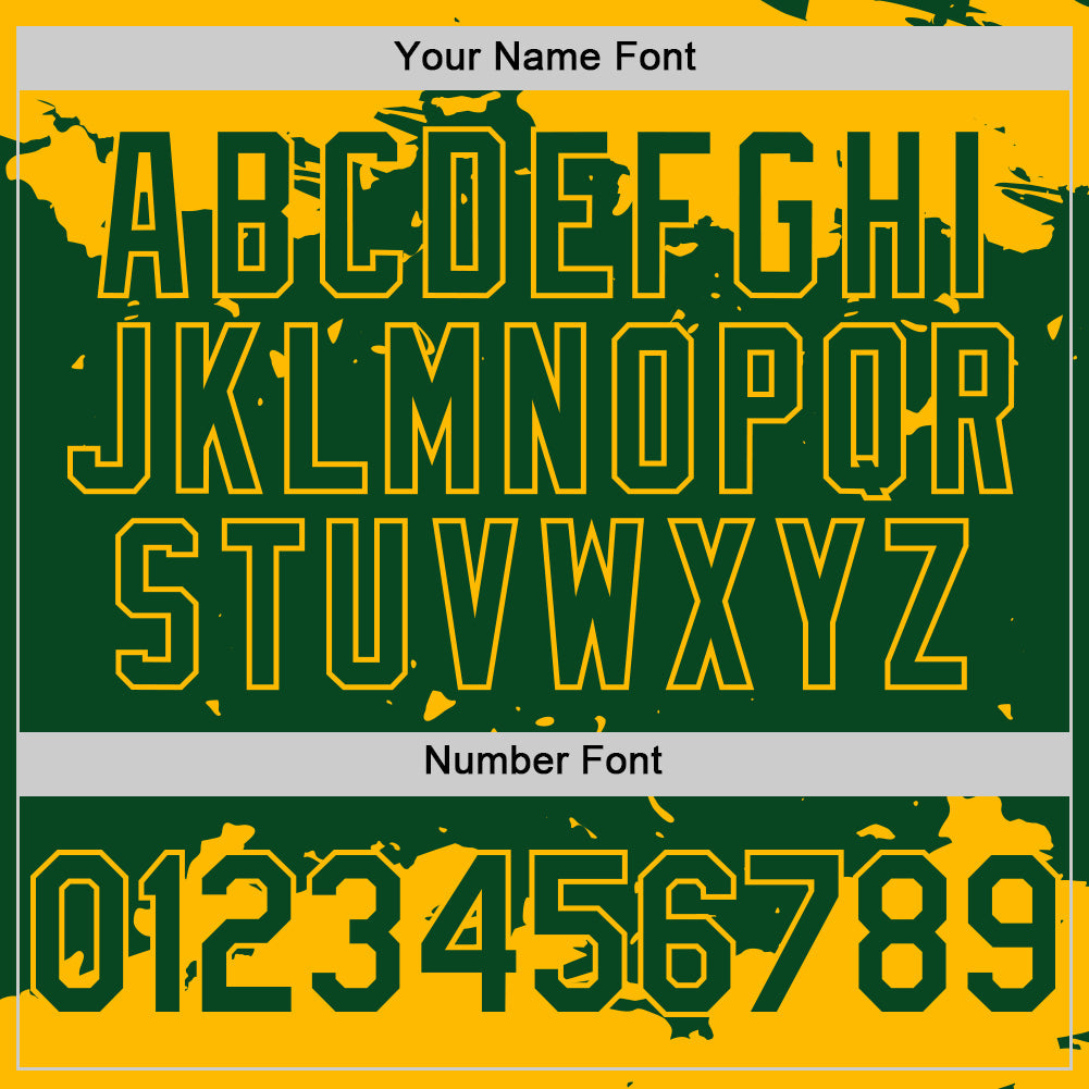 Custom Green Gold Splash Art 3D Pattern Design Bomber Full-Snap Varsity Letterman Hoodie Jacket