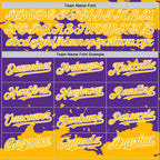 Custom Purple Gold-White Splash Art 3D Pattern Design Bomber Full-Snap Varsity Letterman Hoodie Jacket