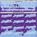 Custom Purple Light Blue-White Splash Art 3D Pattern Design Bomber Full-Snap Varsity Letterman Hoodie Jacket