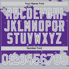 Custom Purple Gray-White Splash Art 3D Pattern Design Bomber Full-Snap Varsity Letterman Hoodie Jacket