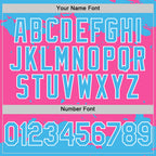 Custom Pink Sky Blue-White Splash Art 3D Pattern Design Bomber Full-Snap Varsity Letterman Hoodie Jacket