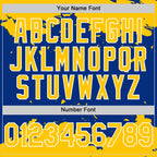 Custom Royal Yellow-White Splash Art 3D Pattern Design Bomber Full-Snap Varsity Letterman Hoodie Jacket