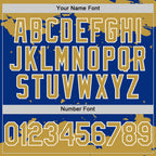 Custom Royal Old Gold-White Splash Art 3D Pattern Design Bomber Full-Snap Varsity Letterman Hoodie Jacket