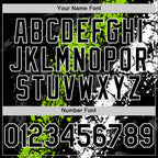 Custom Black Neon Green-White Splash Art 3D Pattern Design Bomber Full-Snap Varsity Letterman Hoodie Jacket