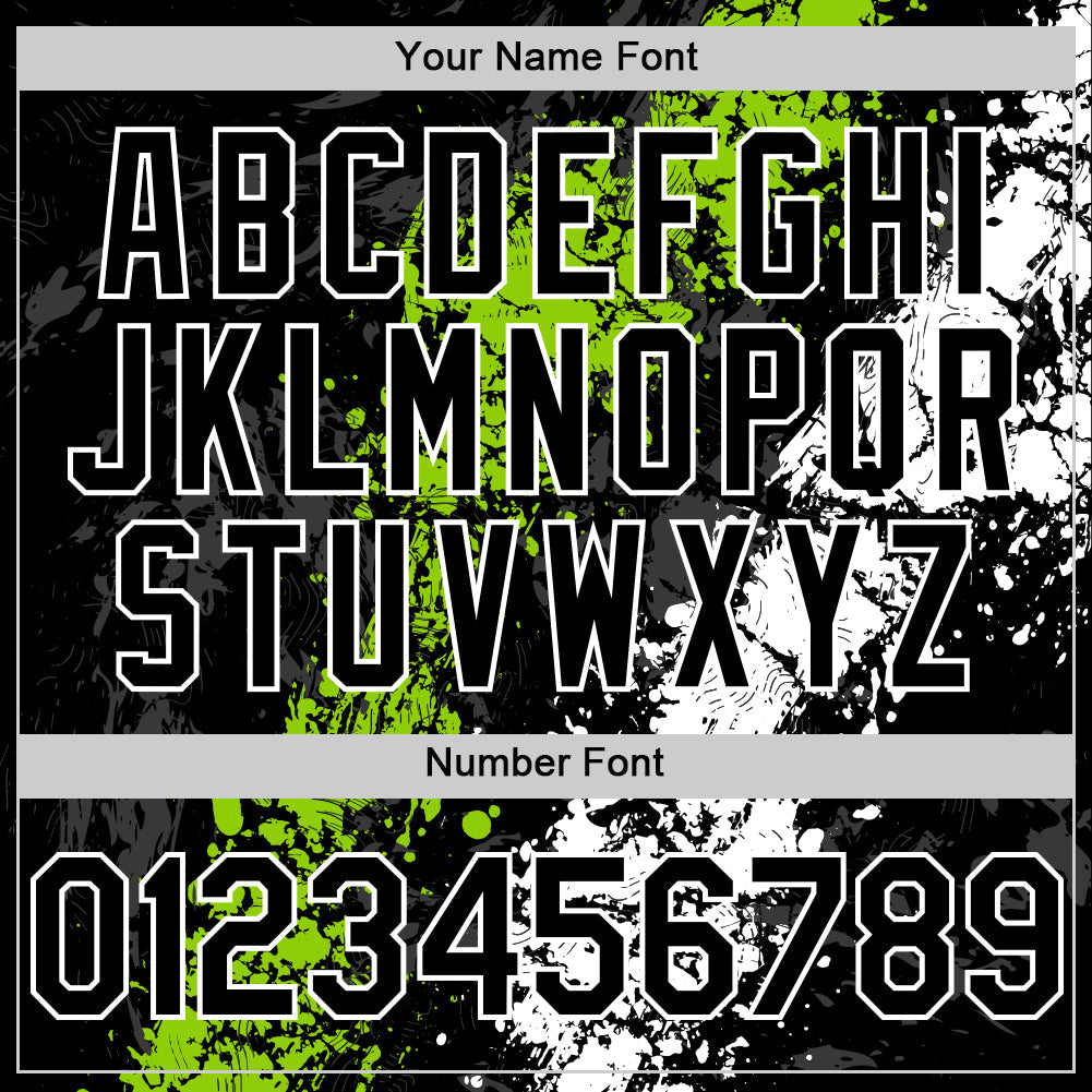 Custom Black Neon Green-White Splash Art 3D Pattern Design Bomber Full-Snap Varsity Letterman Hoodie Jacket