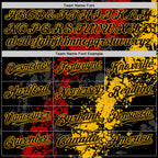 Custom Black Red-Gold Splash Art 3D Pattern Design Bomber Full-Snap Varsity Letterman Hoodie Jacket