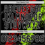 Custom Black Red Neon Green-White Splash Art 3D Pattern Design Bomber Full-Snap Varsity Letterman Hoodie Jacket