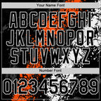 Custom Black Orange-White Splash Art 3D Pattern Design Bomber Full-Snap Varsity Letterman Hoodie Jacket