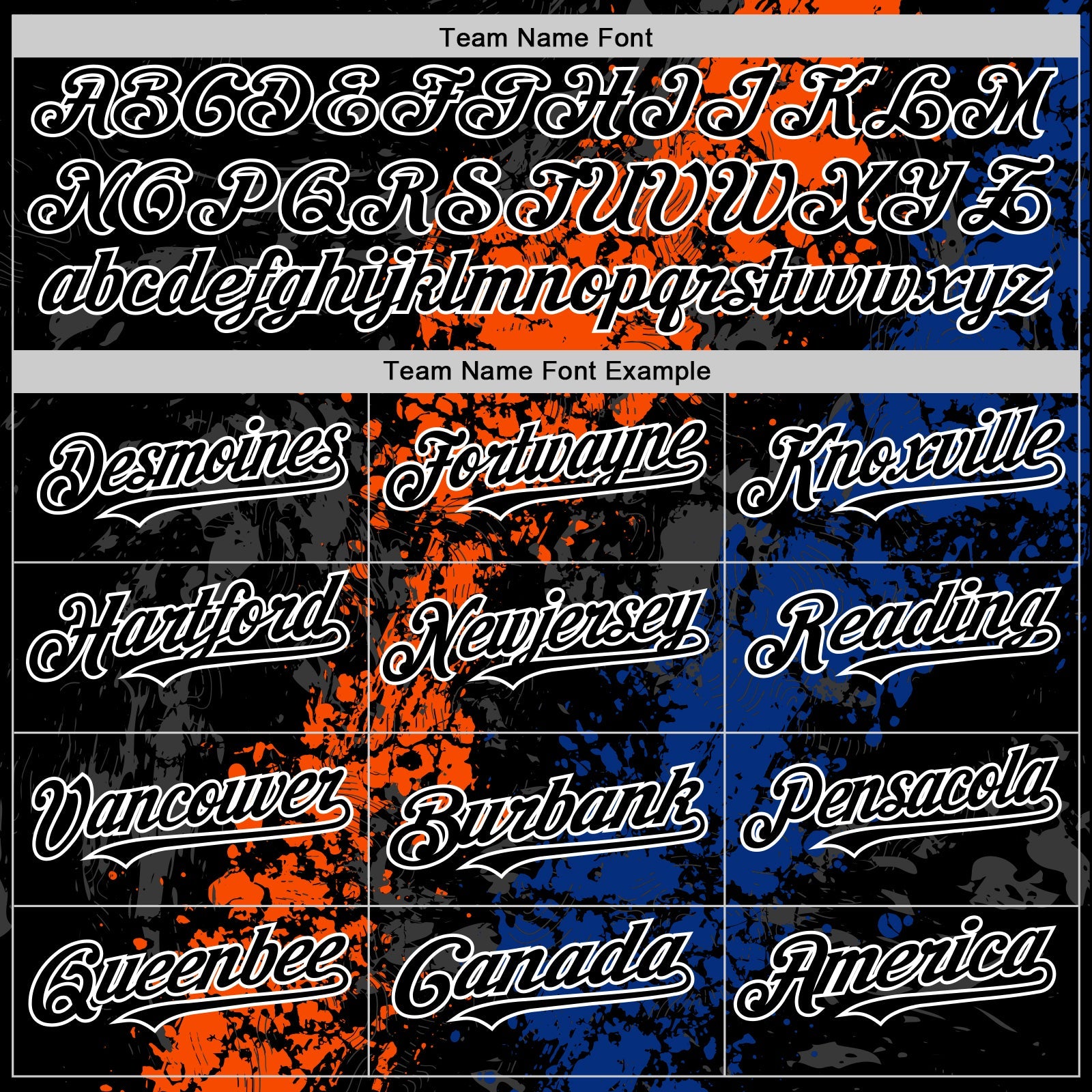 Custom Black Orange Royal-White Splash Art 3D Pattern Design Bomber Full-Snap Varsity Letterman Hoodie Jacket