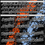 Custom Black Orange Light Blue-White Splash Art 3D Pattern Design Bomber Full-Snap Varsity Letterman Hoodie Jacket