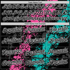 Custom Black Pink Aqua-White Splash Art 3D Pattern Design Bomber Full-Snap Varsity Letterman Hoodie Jacket