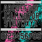 Custom Black Pink Aqua-White Splash Art 3D Pattern Design Bomber Full-Snap Varsity Letterman Hoodie Jacket