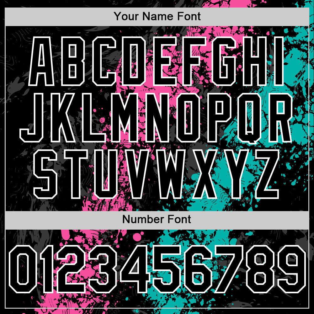 Custom Black Pink Aqua-White Splash Art 3D Pattern Design Bomber Full-Snap Varsity Letterman Hoodie Jacket