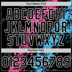 Custom Black Pink Sky Blue-White Splash Art 3D Pattern Design Bomber Full-Snap Varsity Letterman Hoodie Jacket