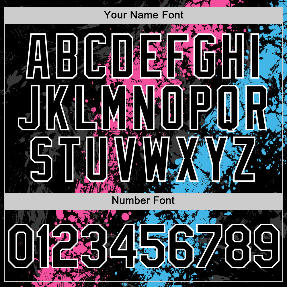 Custom Black Pink Sky Blue-White Splash Art 3D Pattern Design Bomber Full-Snap Varsity Letterman Hoodie Jacket