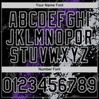 Custom Black Purple Gray-White Splash Art 3D Pattern Design Bomber Full-Snap Varsity Letterman Hoodie Jacket