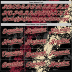 Custom Black Crimson-Cream Splash Art 3D Pattern Design Bomber Full-Snap Varsity Letterman Hoodie Jacket