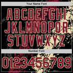 Custom Black Crimson-Cream Splash Art 3D Pattern Design Bomber Full-Snap Varsity Letterman Hoodie Jacket