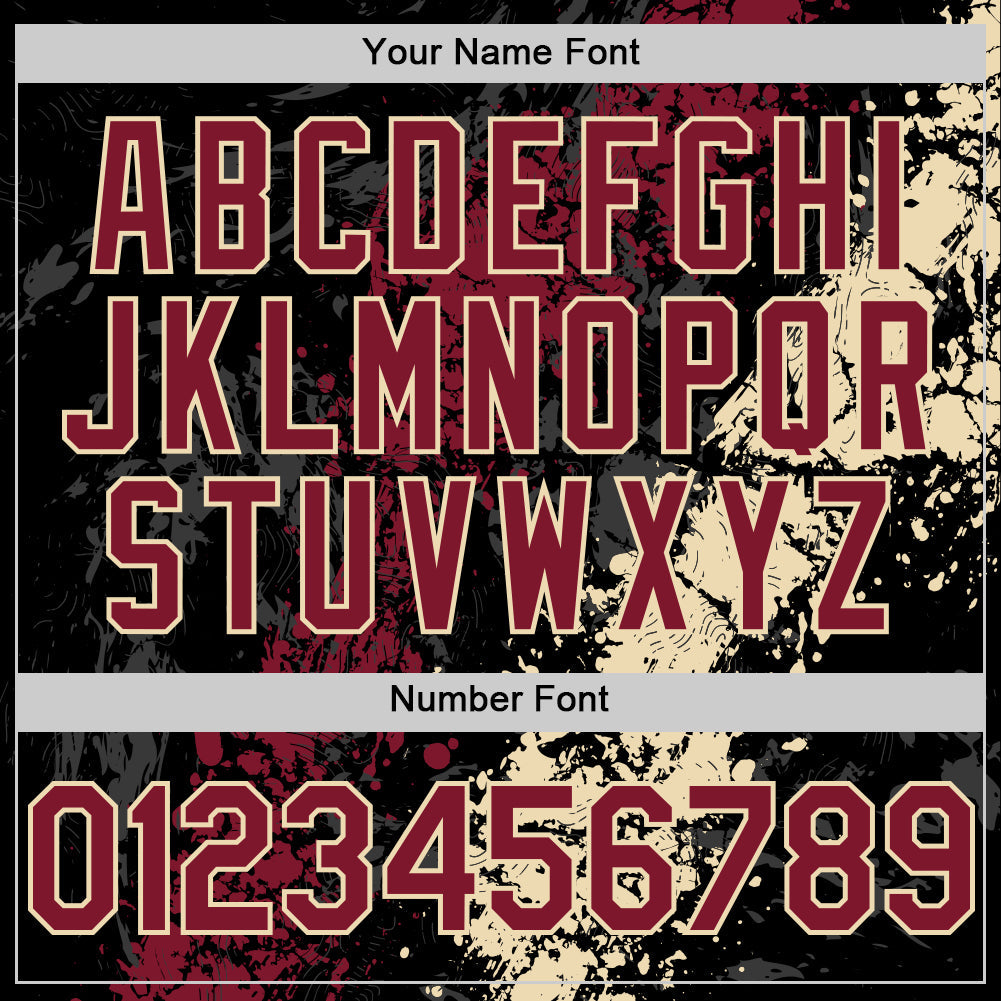 Custom Black Crimson-Cream Splash Art 3D Pattern Design Bomber Full-Snap Varsity Letterman Hoodie Jacket