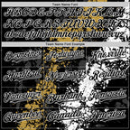 Custom Black Old Gold-White Splash Art 3D Pattern Design Bomber Full-Snap Varsity Letterman Hoodie Jacket