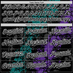 Custom Black Teal Purple-White Splash Art 3D Pattern Design Bomber Full-Snap Varsity Letterman Hoodie Jacket