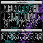 Custom Black Teal Purple-White Splash Art 3D Pattern Design Bomber Full-Snap Varsity Letterman Hoodie Jacket