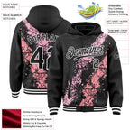 Custom Black Light Pink Medium Pink-White Splash Art 3D Pattern Design Bomber Full-Snap Varsity Letterman Hoodie Jacket